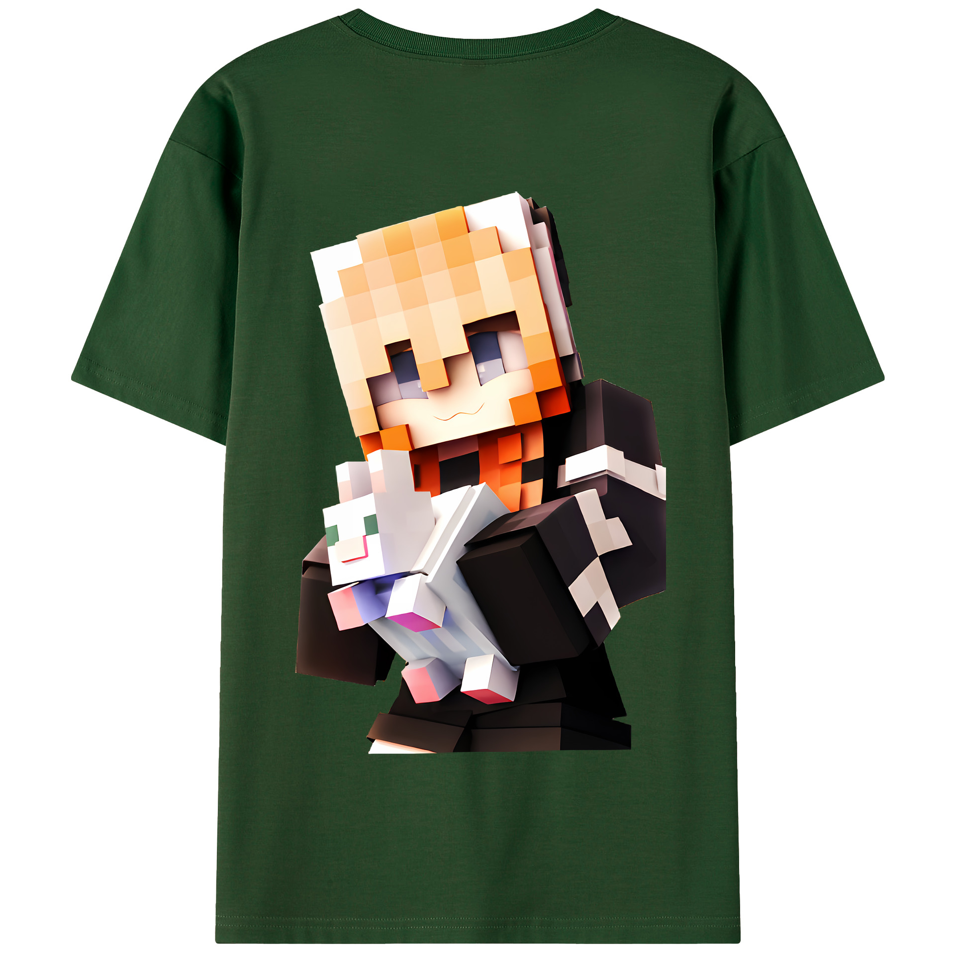 （画像用） マインクラフト ブロックの世界 Minecraft MC Block world 綿100％半袖Tシャツ（背面プリント）